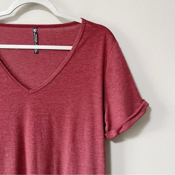 Kuhl Inara Lux Rolled Short Sleeve Tee Shirt Maroon Size Large V-Neck Outdoor - Picture 3 of 7